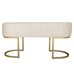 Banco Recamier Estofado Luana Base Gold Veludo Bege - Montanaris Decor - 3