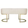 Banco Recamier Estofado Luana Base Gold Veludo Bege - Montanaris Decor - 3