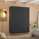 Ver imagem 1 de Guarda-Roupa Casal Retrô Versalhes Preto