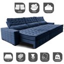 Ver imagem 3 de Sofá Retrátil e Reclinável 4,15m Cama inBox Big Puffer com SoftGel D40 Velupluma Azul
