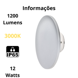 Arandela Eclipse 12W 3000K A prova de agua luz indireta LED: Preto - 3