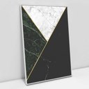 Ver imagem 2 de Quadro Decorativo em Canvas Geométrico Mármore Verde, Preto e Branco TaColado Moldura Branca 120 x 8