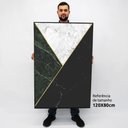 Ver imagem 3 de Quadro Decorativo em Canvas Geométrico Mármore Verde, Preto e Branco TaColado Moldura Branca 120 x 8