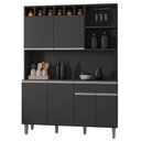 Ver imagem 1 de Kit Cozinha Compacta 130cm com 6 Portas 1 Gaveta Alice Cinza Escuro - Ajl Móveis