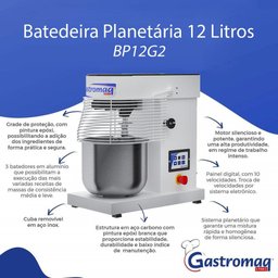 Batedeira Planetária Profissional 10 Velocidades 12 Litros Digital BP12 G2 Bivolt - Gastromaq - 2