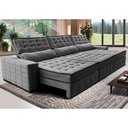 Ver imagem 1 de Sofá Retrátil e Reclinável 3,85m Cama inBox Big Puffer com SoftGel D40 Velupluma Cinza