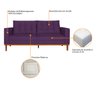 Sofá 2 Lugares Dubai Suede - Doce Sonho Móveis Sofá 2 Lugares Sofás Roxo - 5