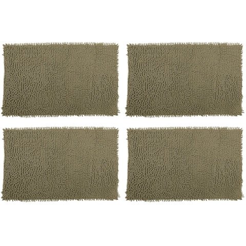 4 Tapete de Banheiro Bolinha 58 X 38cm Antiderrapante Verde Musgo