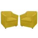 Ver imagem 1 de Kit 02 Poltronas Decorativa Tilla Pés Cromados Suede Bege - DS Estofados Amarelo