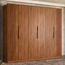 Ver imagem 1 de Guarda Roupa Casal Atrice Ripado 6 Portas Nogueira Touch - Demartêz
