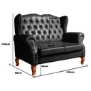 Ver imagem 4 de Conjunto Imperador Sofá Chesterfield Decoração Sala Recepção Estilo Vintage - Couríssimo Preto