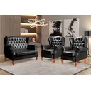 Ver imagem 6 de Conjunto Imperador Sofá Chesterfield Decoração Sala Recepção Estilo Vintage - Couríssimo Preto