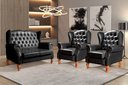 Ver imagem 6 de Conjunto Imperador Sofá Chesterfield Decoração Sala Recepção Estilo Vintage - Couríssimo Preto
