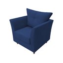 Ver imagem 3 de Kit Namoradeira + 2 Poltronas Decorativa Isis + 1 Puff Retangular Suede Azul Marinho Pés Madeira Ms 