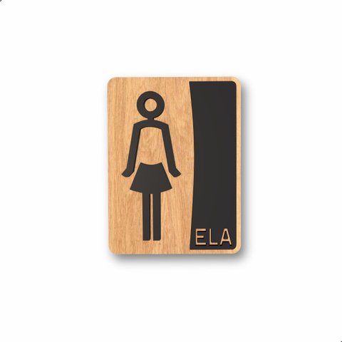 Placa para Banheiro Plaquinha Ela Cor Preto