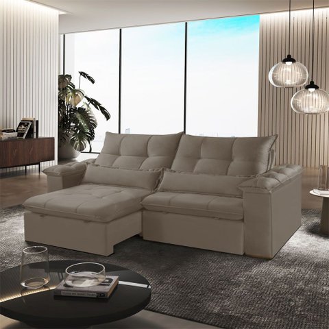 Sofá Exclusive Retrátil e Reclinável 250cm Braço 25cm Meu Sofá Online