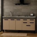 Ver imagem 1 de Gabinete de Cozinha 5 Gavetas 3 Portas 194cm Grande 100% MDF:Grafite/Off White