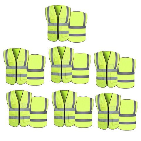 Colete Refletivo Sinalizador Kit 7 Unidades Segurança EPI Blusao Fluorescente Proteçao Sinalizaçao A