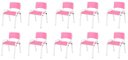 Ver imagem 2 de Kit 10 Cadeira Iso Infantil Creche, Escola Base Branco Rosa