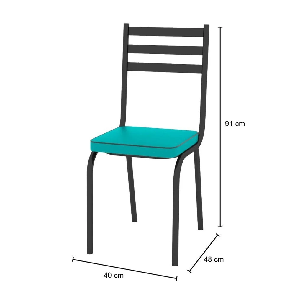 Conjunto Mesa Malva Sala de Jantar com 6 Cadeiras 118 Assento Azul Turquesa - OG Móveis - 3