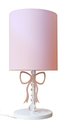 Ver imagem 1 de Abajur Infantil Laço Base Branca Cúpula Rosa 20x43 Bivolt