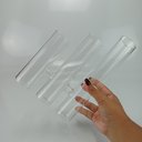 Ver mais imagens de Vaso Decorativo de Borossilicato Transparente 18x25x5cm Enfeite Sala Mesa Flores