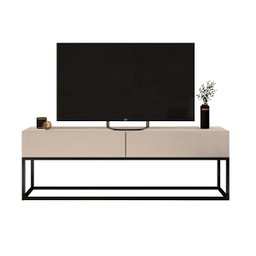 Rack Eros Estilo Industrial 140cm Sala Estar Off White/Preto - 2
