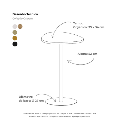 Mesa Lateral Orgânica Baixa MDF Cor:Off White