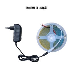 Fita De Led Cob Flexível Adesiva Com Iluminação Luz Linear De 5M 12V IP20 320 Leds/M De 8MM Com Font - 4