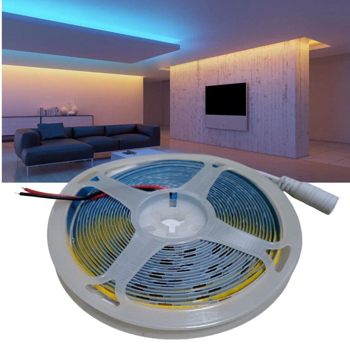 Fita De Led Cob Flex Vel Adesiva Com Ilumina O Luz Linear De M V