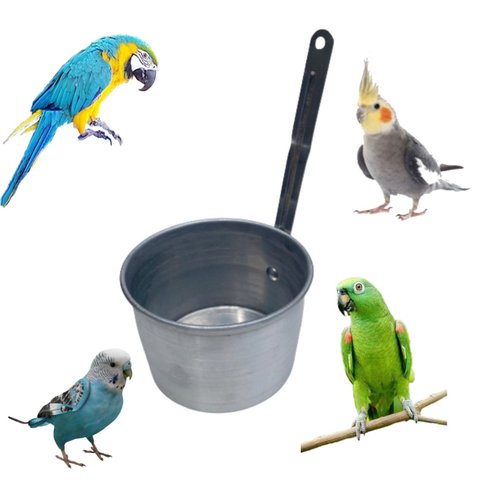 Kit 02 Comedouros Alumínio Fechamento Em Chapa Para Papagaios E Todas As Aves