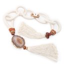 Ver imagem 1 de Colar Decorativo de Mesa Off White com Magenta com Pedra Ágata Natural e Argolas