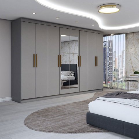 Guarda-roupa Casal Odisseia 8 Portas 4 Gavetas com Espelho - Panorama Móveis
