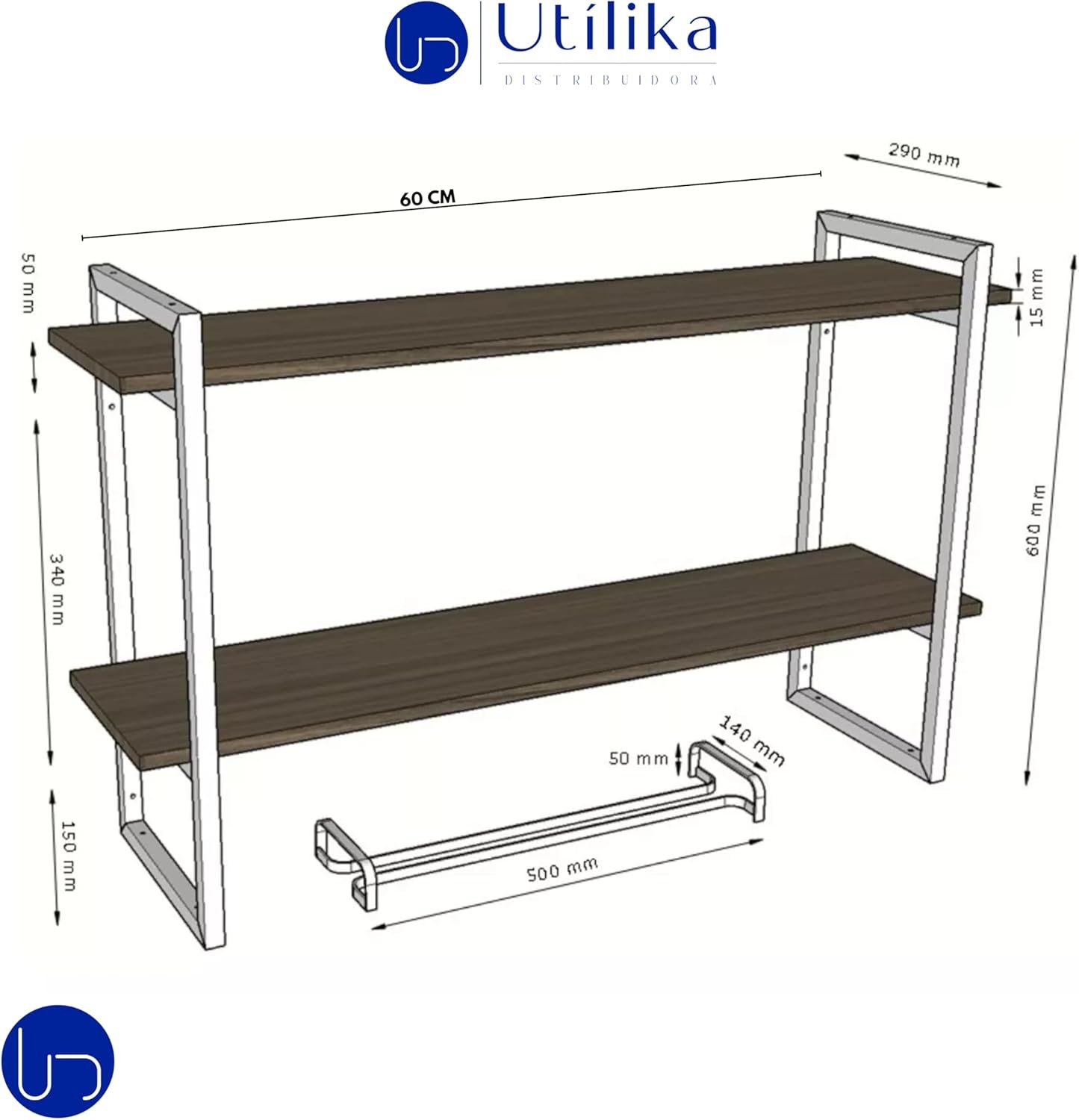 Adega Bar Prateleira Nicho Industrial Suporte Taça Mdf Qualidade Pintura Epóxi Não Enferruja (branco - 3