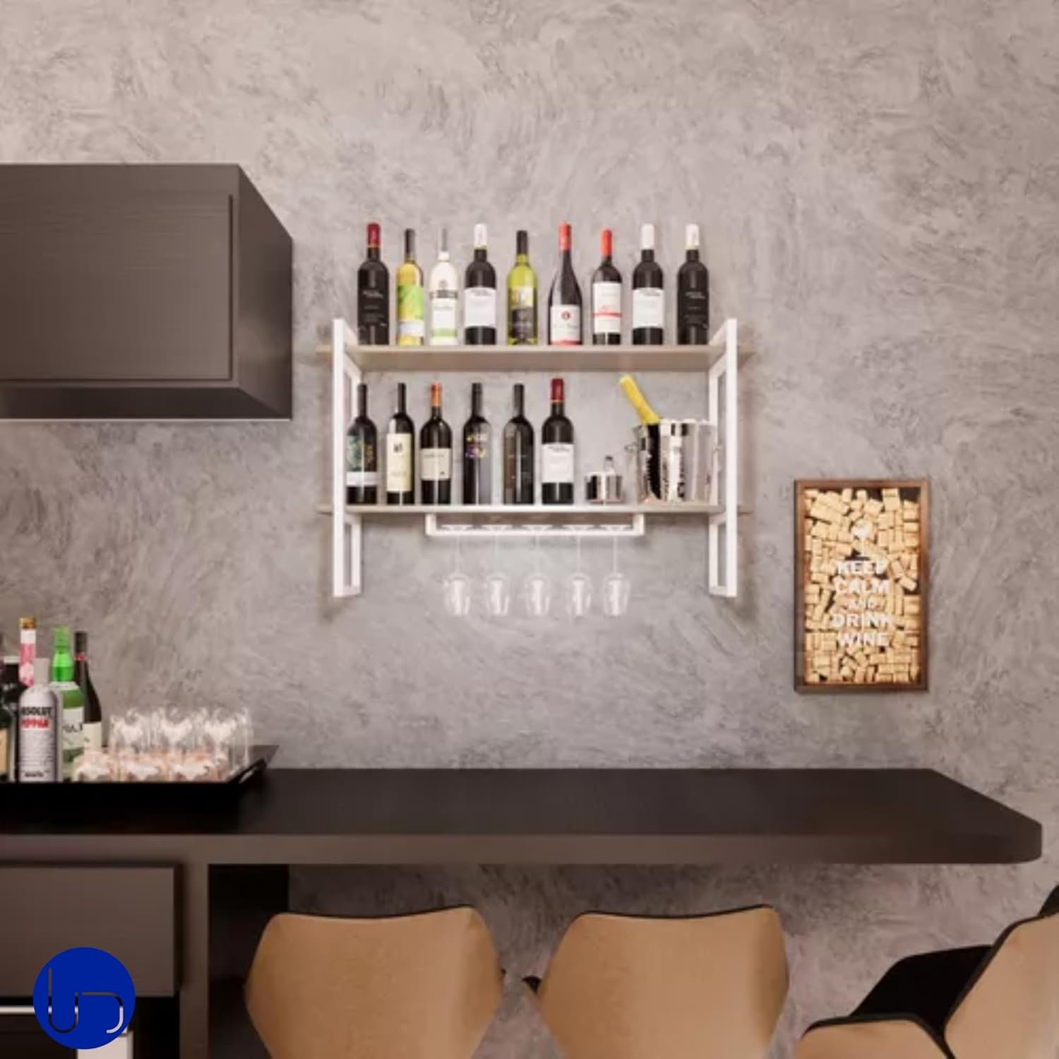 Adega Bar Prateleira Nicho Industrial Suporte Taça Mdf Qualidade Pintura Epóxi Não Enferruja (branco - 5