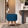 Banqueta Redonda Suede Azul Marinho Puff Estofado Pé Palito Resistente Puf Decorativo - 2
