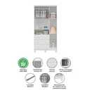 Ver mais imagens de Quarto de Bebê Guarda-Roupa 1 Porta com Janela e Berço 100% MDF Mimo Espresso Móveis Branco Brilho