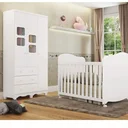 Ver imagem 1 de Quarto de Bebê Guarda-Roupa 1 Porta com Janela e Berço 100% MDF Mimo Espresso Móveis Branco Brilho