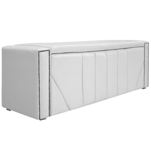 Calçadeira Baú Solteiro 90 Cm Para Cama Box Corano Branco