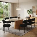 Ver imagem 1 de Mesa Jantar Vidro 160cm Off Kit 6 Cadeiras Aço Preto Boucle H02 - D'Rossi