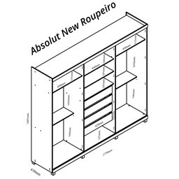 Guarda Roupa com Espelho 6 Portas Absolut Naturale Off White Ripado - Gelius - 4