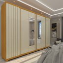 Ver imagem 1 de Guarda Roupa com Espelho 6 Portas Absolut Naturale Off White Ripado - Gelius