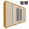 Guarda Roupa com Espelho 6 Portas Absolut Naturale Off White Ripado - Gelius - 2