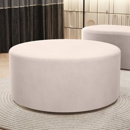 Puff Redondo Orgânico para Living 90cm Lola W01 Suede Bege - Lyam Decor - 2