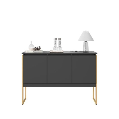 Buffet Cadiz 3 Portas 3 Prateleiras MDP 120cm Preto Casah