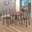 Ver imagem 1 de Conjunto de Mesa Tubular 70cm x 70cm Tampo em MDF com 4 Cadeiras Dany Prata/Preto Liso/Mart