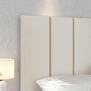 Ver imagem 6 de Kit 2 Mesinhas Madri Off White/cinamomo Cabeceira Almofadada Julia 1,40 Cama Box Casal Areia Suede