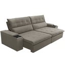 Ver imagem 7 de Sofá Retrátil Reclinável para Sala 3 Lugares 250cm Niels F04 Veludo Marrom Claro - Lyam Decor