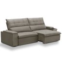 Ver imagem 1 de Sofá Retrátil Reclinável para Sala 3 Lugares 250cm Niels F04 Veludo Marrom Claro - Lyam Decor
