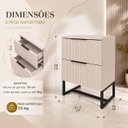 Ver imagem 3 de Mesa de Cabeceira Lumia com 2 Gavetas Detalhe Ripado Base Aço Industrial Off White/Preto Lh Móveis
